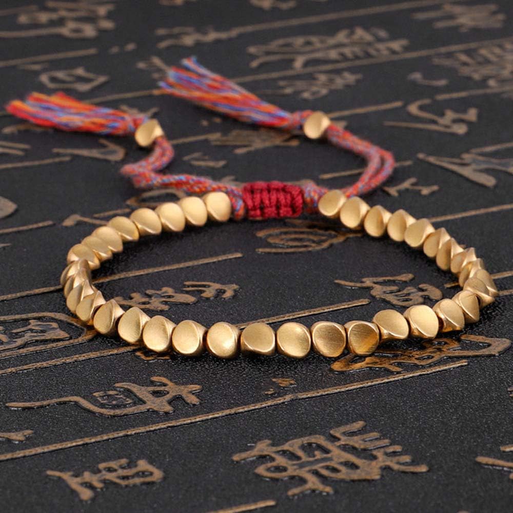 Handmade Tibetan Woven Cotton Copper Bead Lucky Rope Bracelets and Bracelets Women Men Thread Bracelets