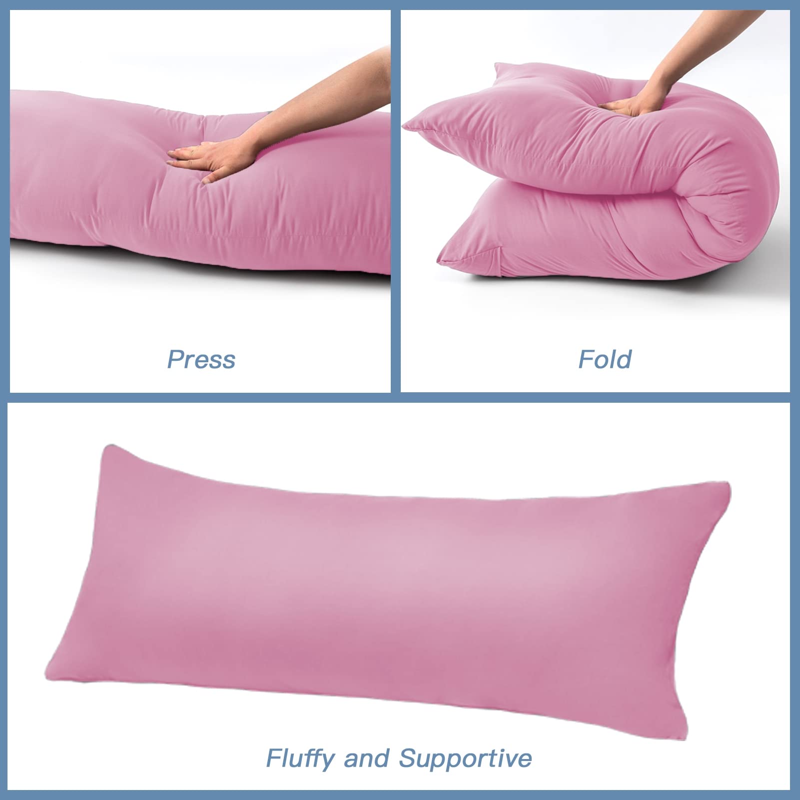 DOWNCOOL Luxury Full Body Pillow Insert with Fiber Cover Ultra Soft Body Pillow for Sleeping