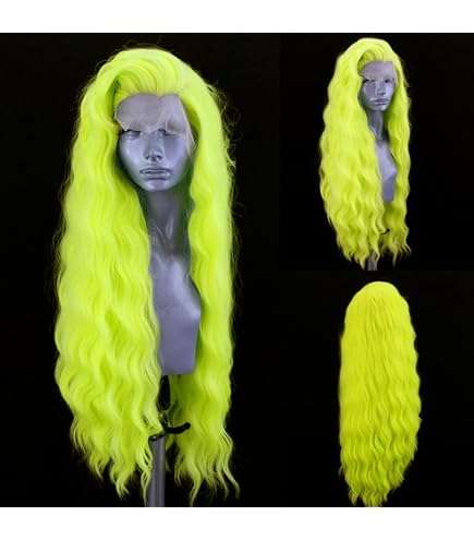 Amazon.com : QMSSR Fluorescent Green Lace Front Wigs  display picture 3