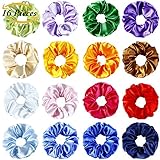 Aneco 16 Colors Silk Satin Hair Scrunchies Elastic Scrunchies Hair Bobbles Hair Ties Bands for Kids Adults