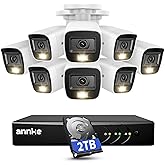 ANNKE 16CH 5MP Lite CCTV System with Audio/Mic, 5-in-1 H.265+ Surveillance AI DVR and 8 × 1080P Weatherproof Cameras with Smart Dual Light, Human/Vehicle Detection, Color Night Vision, 2 TB Hard Drive