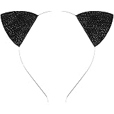 Bremorou Cat Ears Halloween Black Cat Headbands Glitter Cat Ears Headband Adult Womens Fancy Cosplay Dress up Costumes for Women Halloween Ear Fancy Dress Cosplay Accessories Festival Gifts