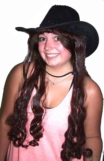 Amazon Com Billy Bob Cowboy Hat W Brown Long Hair Package Of 3