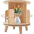 1 Tier Rotating Bookshelf 360 Display Floor Standing Bookcase Storage Rack for Kids Multi-Functional Bookshelf Organizer Spinning Bookshelf Tower Book Rack for Classroom Free Standing Wood Bookcase