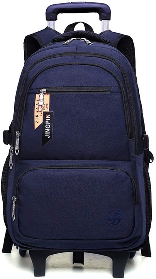 AZCX Schoolchildren's Trolley Bag 4-9 Grade Secondary High School Student Detachable Dual-use Casual Backpack Six Wheels Climbing stairs Hand Bag,Blue
