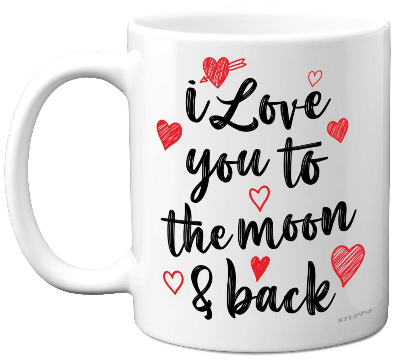 Stuff4 Cute Anniversary Mug for Her Him - I Love You to The Moon & Back Romantic Valentines Gift for Girlfriend Wife Boyfriend Husband Partner, 11oz Ceramic Premium Mugs Cup Cups — image 1