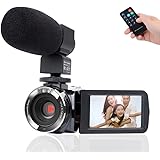 Camcorder Camera,Kimire HD 1080P Camera With Microphone Remote Control Infrared Night Vision 3.0 Inch 270 Degree Rotation Screen 24 MP Megapixels 16XPowerful Digital Zoom Video Recorder(3051STR-Black)