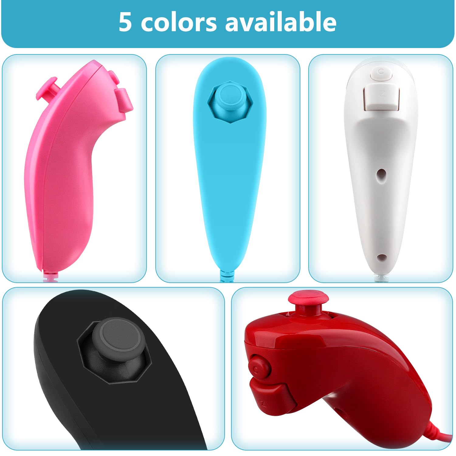 OSTENT Motion Based Wired Nunchuck Controller for Nintendo Wii Console Video Game Color Blue