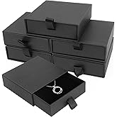 batifine Jewelry Gift Boxes, 5 Pack 3.5×3.5x1Inch Cardboard Jewelry Boxes, Bulk Small Jewelry Boxes with Lids for Necklace Ring Earring Display Box (Black)