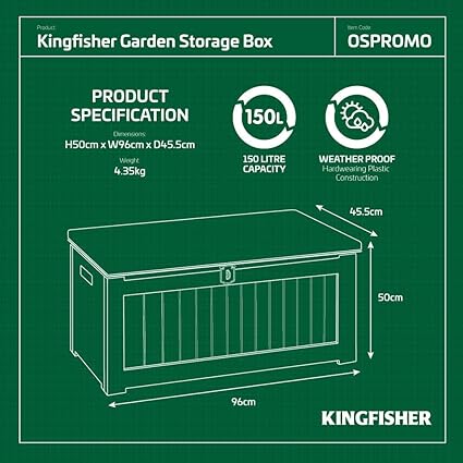 Kingfisher OSPROMO - Caja de almacenaje (150 L), color blanco y gris: Amazon.es: Jardín