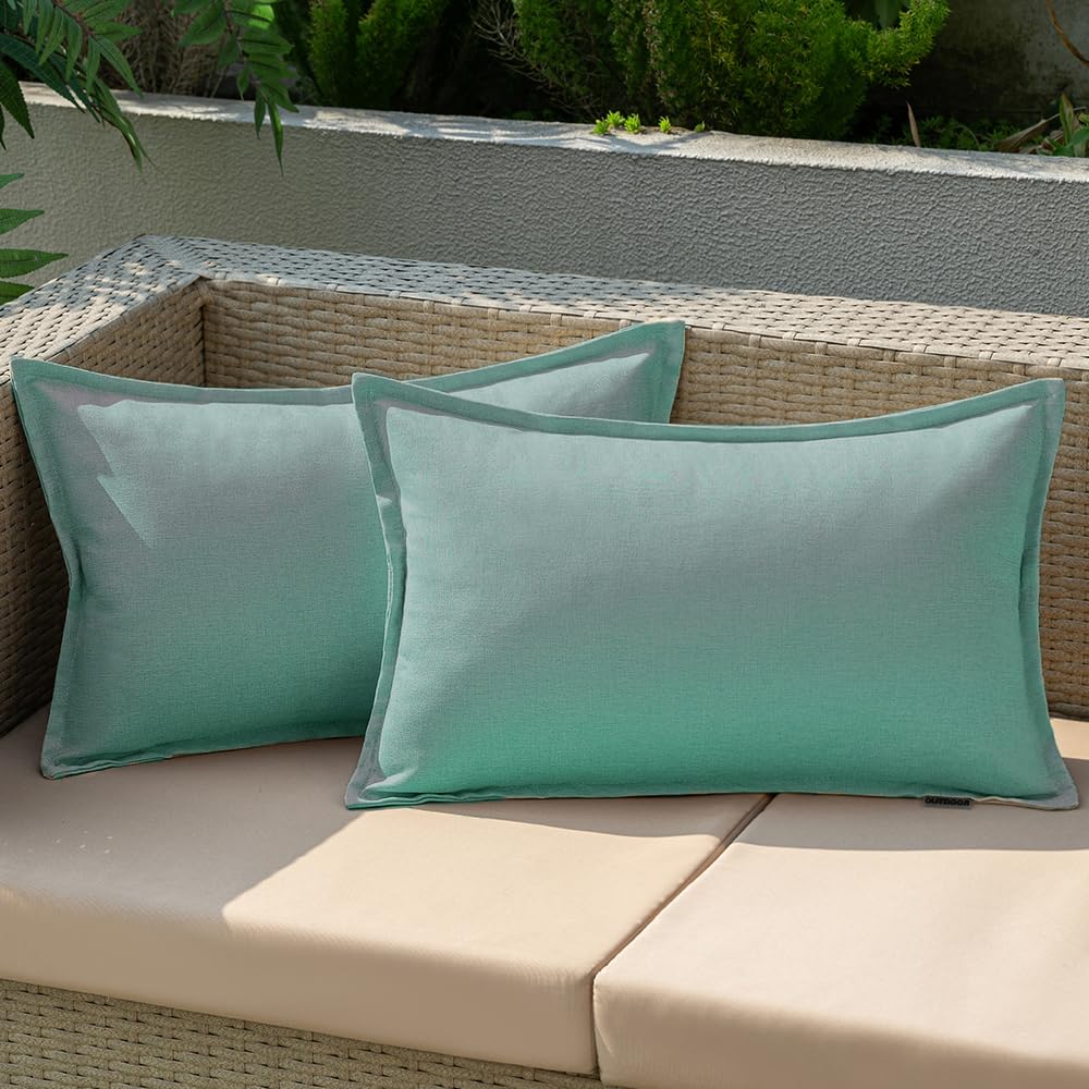 EMEMA Outdoor Cushion Weatherproof Cushion Cover Waterproof Sofa Cushion Waterproof Decorative Cushion 30 x 50 cm Cushion Covers Decorative Cushion Cover Made of Polyester Set of 2 for Garden Sofa