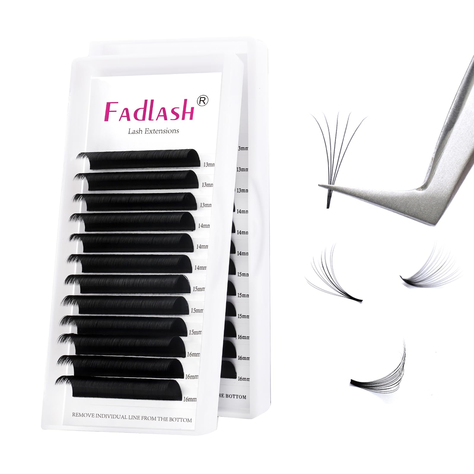 Fadlash Easy Fan Lashes C Curl 0.03 13-16mm Mixed Length Russian Lashes Natural Look Self Fanning Eye Lashes Automatic Blooming Russian Eyelashes Extensions(0.03-C-1316) — image 1