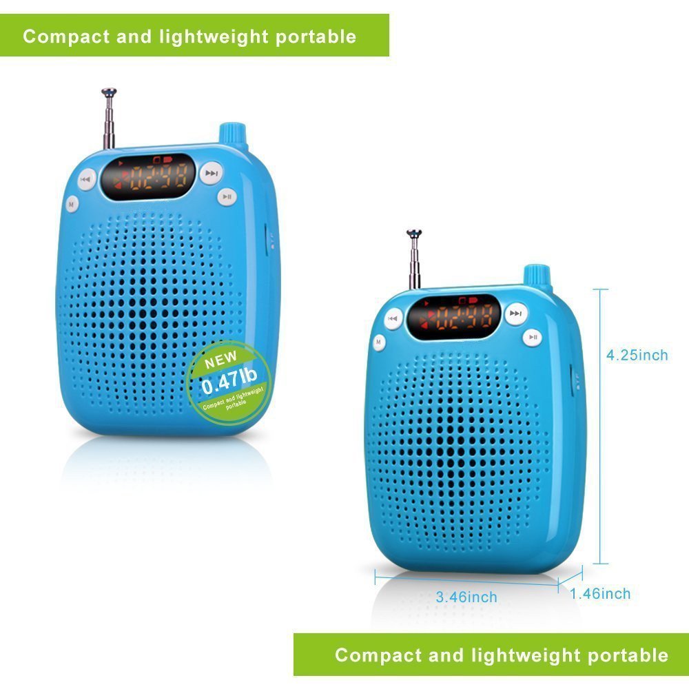 Zoweetek® Voice Amplifier Wireless 5W 1500mAh Lithium Battery and Wireless Microphone Suitable for Tour Guides, Teachers, Coaches, Presentations, Costumes, Charger Included