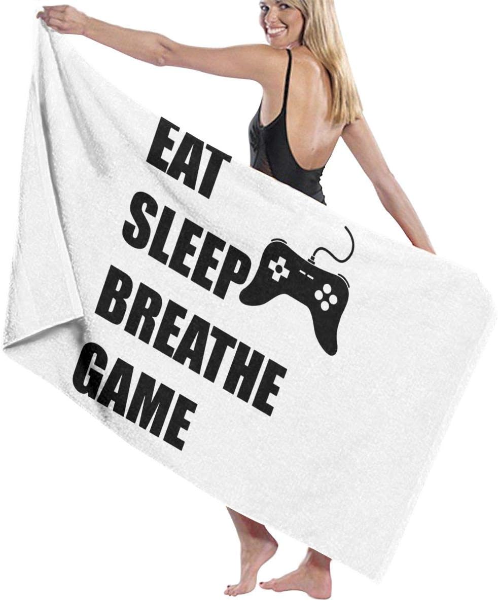NUNOFOG Unisex Video Games Eat Sleep Game Bath Towel Adult Soft Microfiber Printed Beach Towels Travel Towel 31x51 Inches