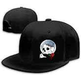 Snapback Hats for Men Flat Bill Brim Hats for Women Fitted Hat Skull Hats Cool Adults Baseball Cap Black Rock N Roll Caps