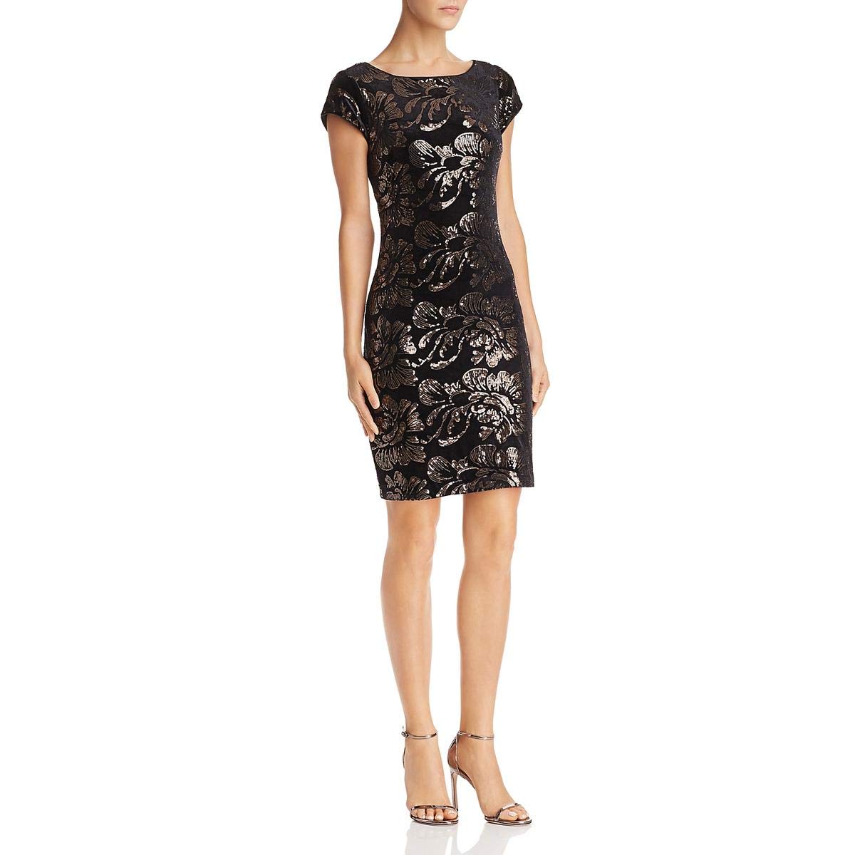 Eliza J Womens Velvet Sequined Cocktail Dress