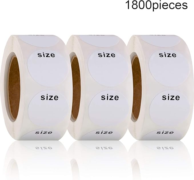 Blank Clothing Size Stickers Adhesive Apparel Labels Roll Round