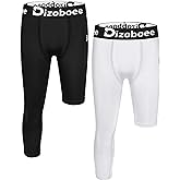 Dizoboee Youth Boys Compression Pants One Leg 3/4 Leggings for Sports Kids Basketball Tights Baseball Football Pants