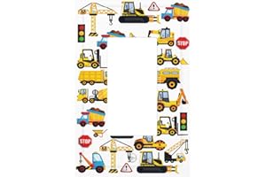 GSRLOD Kid Boy Construction Trucks Cartoon Car Excavator Tractor Vehicles Transport 1 Gang Single Decorator/GFCI Device Outlet Wall Plate Electrical One Rocker Decorative Light Switch Cover Faceplate Dimmer