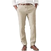 YINGBOFU Men's Slim Fit Linen Blend Dress Pants Casual Lightweight Summer Beach Trousers