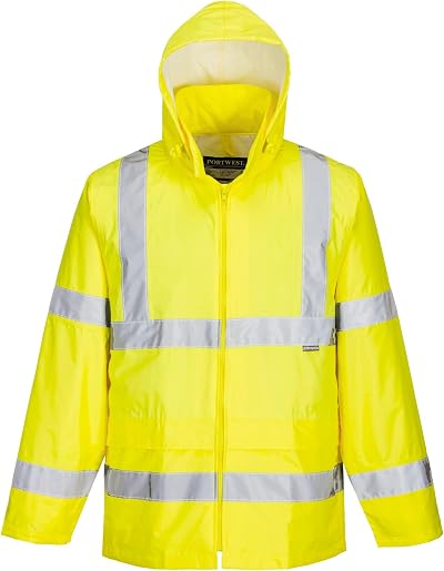 Portwest H440 Men’s Lightweight Waterproof Hi-Vis Rain Jacket Yellow Large
