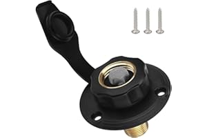 Ambuker RV City Water Inlet Connection with Brass Threaded Check Valve and Dustproof Cover Leak-Proof Inlet Hose Adapter for Fresh Water Fill Compatible with Camper Trailer Motorhome Marine (Black S)