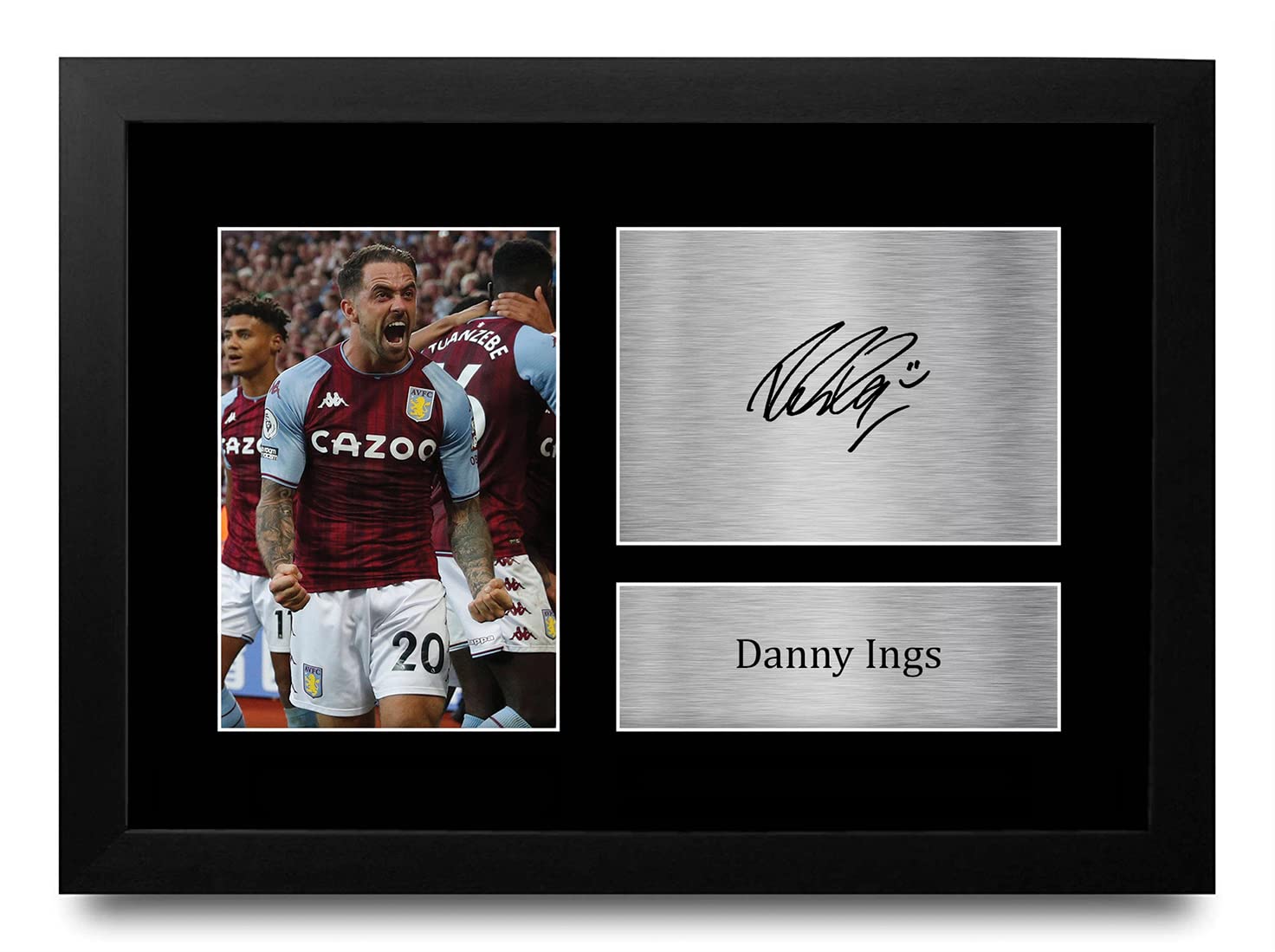 HWC Trading FR A4 Danny Ings Aston Villa Gifts Printed Signed Autograph Picture for Football Fans and Supporters - A4 Framed