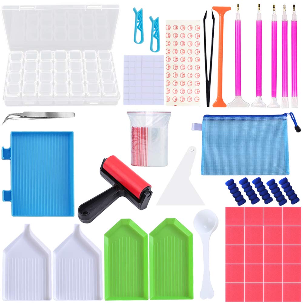 TOPSEAS Diamond Painting Tools Set,94 Pieces DIY Diamond Art Tool Accessories with Embroidery Box for Diamonds Earrings Beads Necklace Art Craft