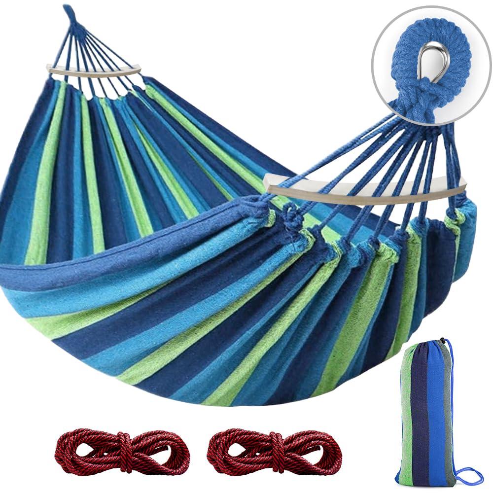 Photo 1 of **MINOR DAMAGE**
MOSFiATA Hammocks Portable Camping Hammock Upgraded 550lb Comfortable Fabric Hammock with Two Anti Roll Balance Beam and Sturdy Tree Straps for Camping, Patio, Backyard, Outdoor ?Blue Green?