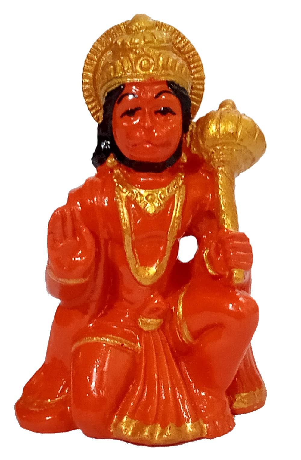 Purpldip Resin Idol Bhakt Hanuman: Red Statue For Home Temple Or Car Dashboard(12476)