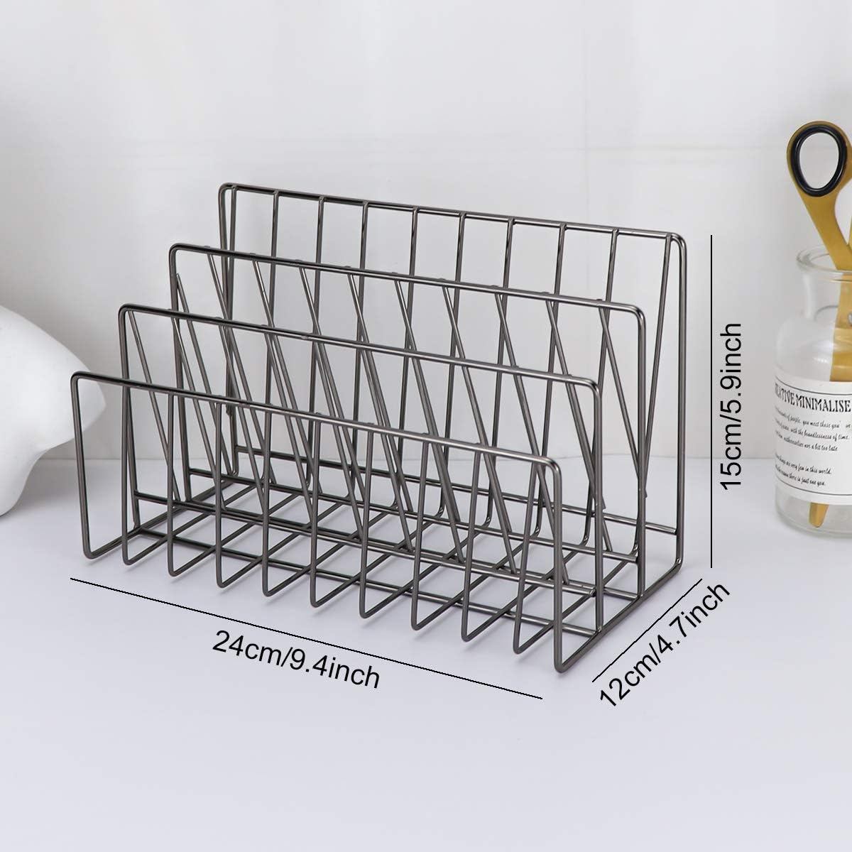 LEORISO Mail Organizer, 3 Slots Letter Sorter, Metal Mail Holder, Office Organization for Mails, Files, Books, Brochures & Postcards (Dark Gray) : Office Products