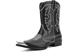 WEOOAR Cowboy Boots for Men Western Men's Boots with Classic Embroidered Slip Resistant Durable Fashionable Retro for Spring Fall