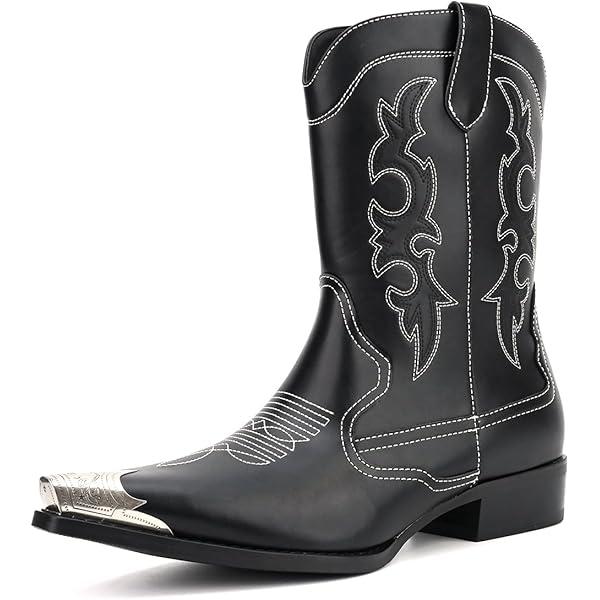 Amazon.com | New Rock M-7993-S1 WESTERN COWBOY BOOTS Black Leather