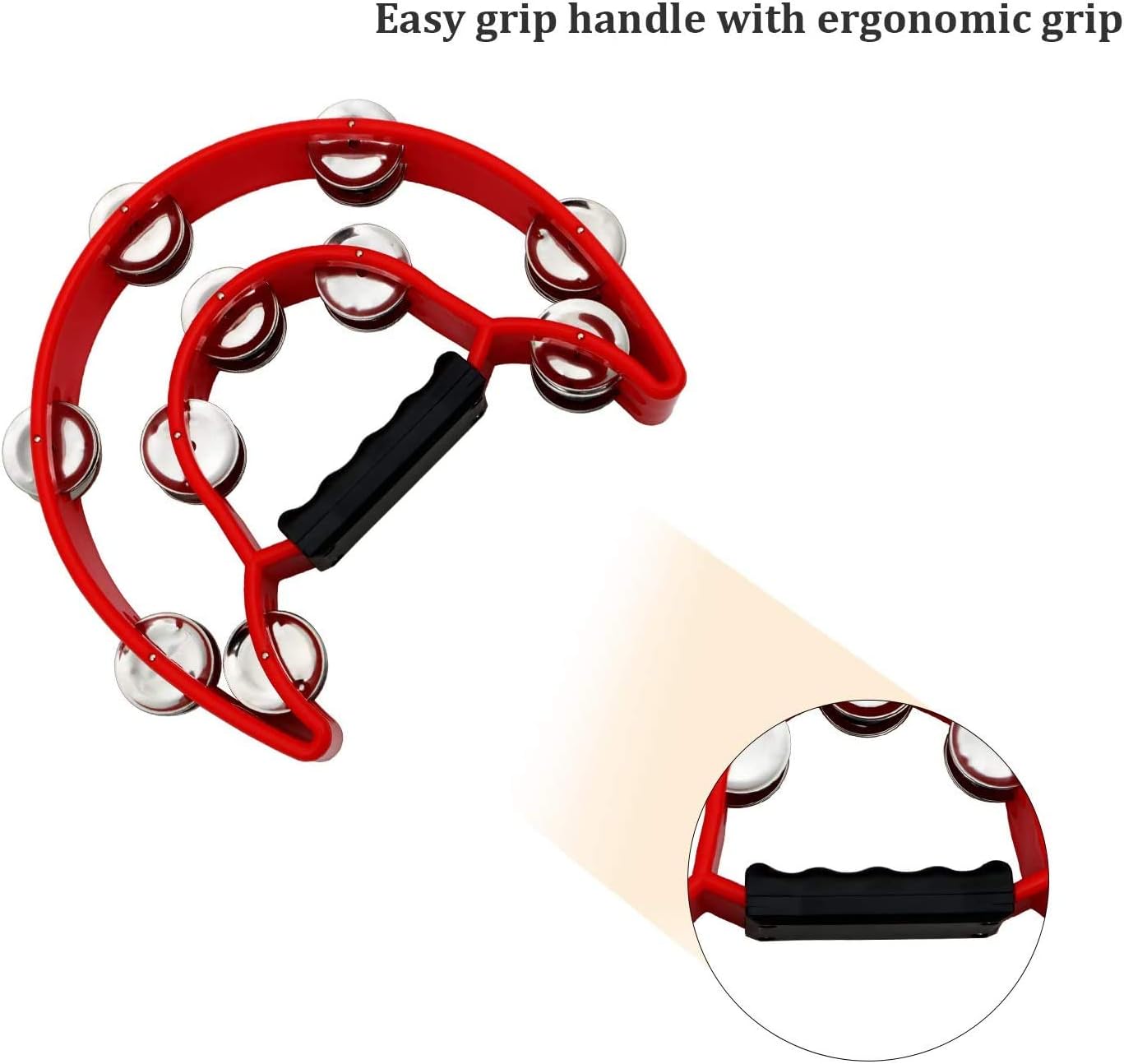 EastRock Tambourine Half Moon Tambourines for Adults with 20 Jingle in