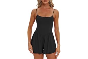 Beaully Women's Summer Sleeveless Athletic Rompers Spaghetti Strap Double Lined Shorts Jumpsuit One Piece Outfits