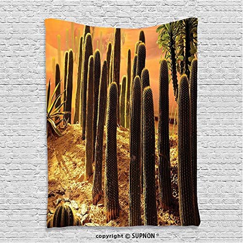 SUPNON custom tapestryCactus Decor Tapestry Sunset in Wild Nature Hot Desert Botanic Mexican Trees Leaves Sand Photo Image Wall Hanging for Bedroom Living Room Dorm Multicolor