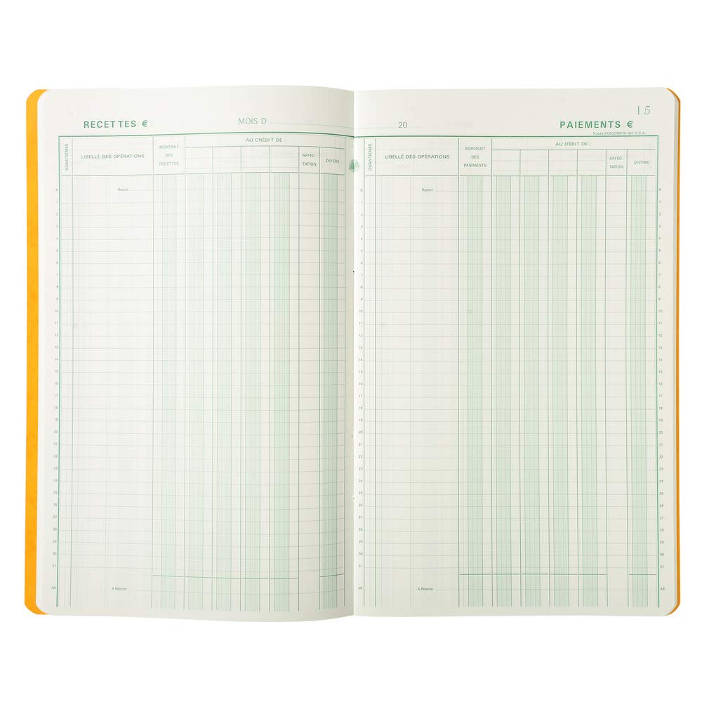 Piqure 32x19,5cm journal de caisse ou banque 5 debit - 5 credit 31 lignes 80 pages