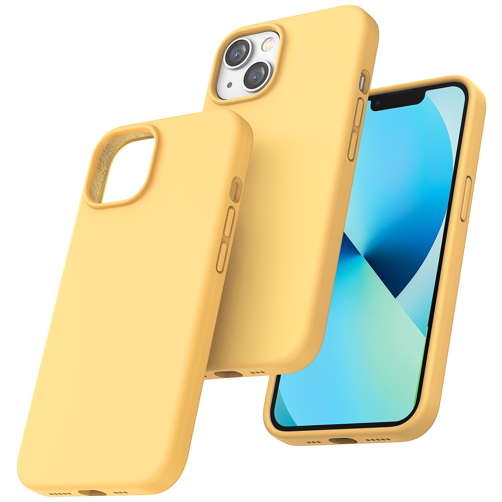 TOCOL Silicone for iPhone 13 Case 6.1-Inch, Liquid Silicone Multi-Color Slim Silky-Soft Touch Anti-Scratch Shockproof Protective Phone Cover, Orange