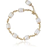 Psycheer Baroque Pearl Bracelet for Women - 18K Gold Plated Adjustable Bracelet, Irregular Freshwater Pearls Gift for Anniversary, Birthday, Wedding