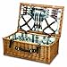PICNIC TIME 207-50-404-000-0 Newbury Wicker Picnic Basket Set for 4 Persons, Navy Blue & Burgundy Plaid Pattern