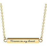 MOSURNSJWY Horizontal Bar Cremation Jewelry Urn Necklaces for Ashes for Women Stainless Steel Ashes Jewelry Cube Ashes Necklace Bar Urn Pendant Forever in My Heart