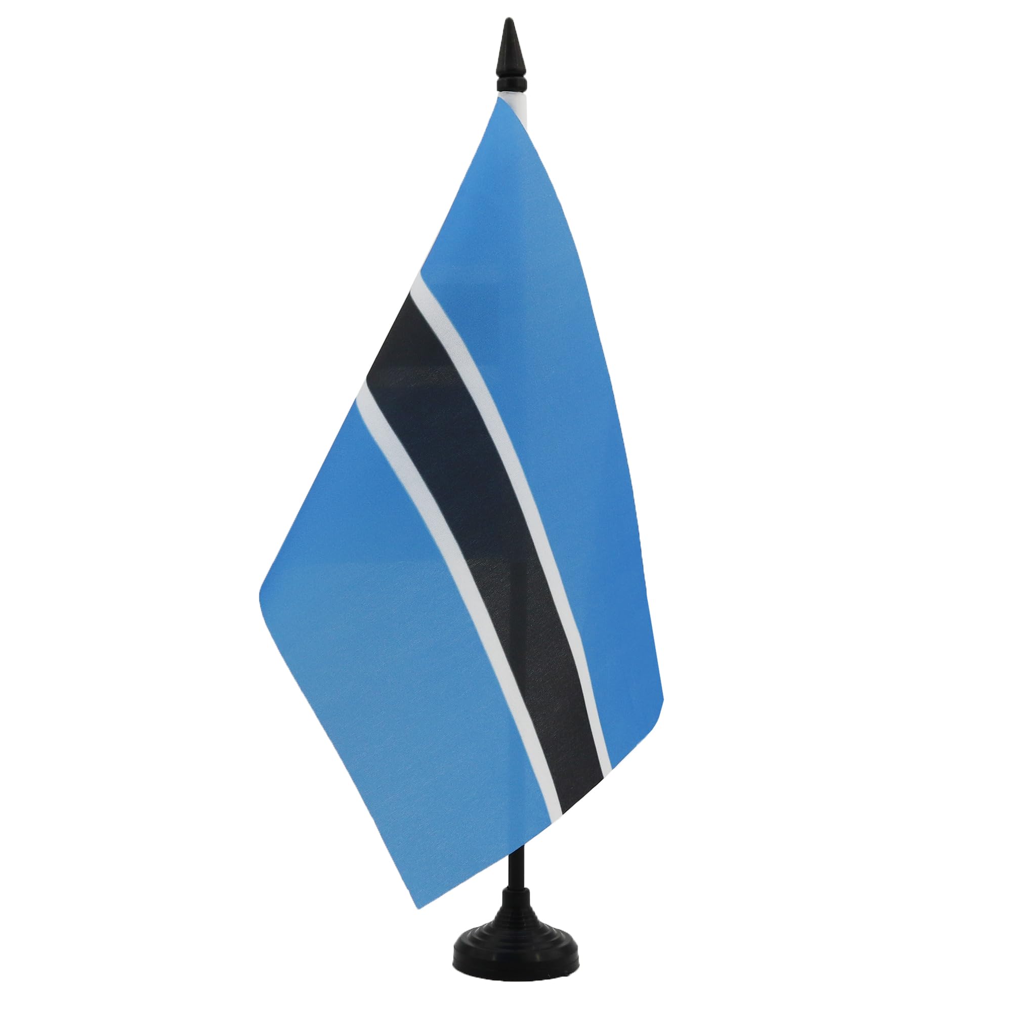 AZ FLAG Botswana Table Flag 5'' x 8'' - Botswanan Office Decoration 100% Polyester 21 x 14 cm - Mini Desk Flag with Pole and Black Plastic Base
