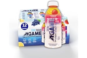 A-GAME THE ULTIMATE IN HYDRATION A-Game Zero Sugar Sports Drink, Strawberry Lemonade Zero, Sugar Free Hydration Sports Beverage, 8 Vitamins Plus Electrolytes, Natural Flavors, Gluten Free & Keto Friendly, 16.9 Fl Oz (Pack of 12)