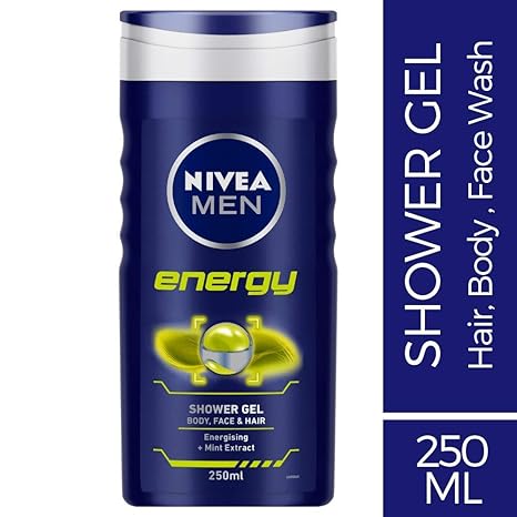 NIVEA Men Energy Shower Gel For Hair, Face & Body With Mint Extracts, 250ml