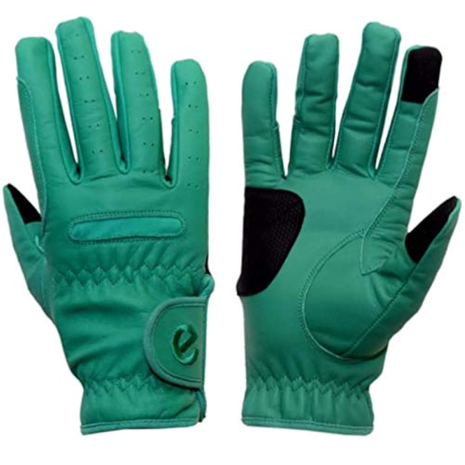 eGlove EQUEST GRIP PRO Leather Touchscreen Horse Riding Gloves (Jade Green, Large)