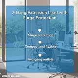 PRO ELEC PELB1989 2-Gang Extension Lead Surge Protection 1m Black view 7