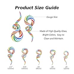 YOFANST 2pcs Glass Ear Tapers Plugs Handmade Spiral