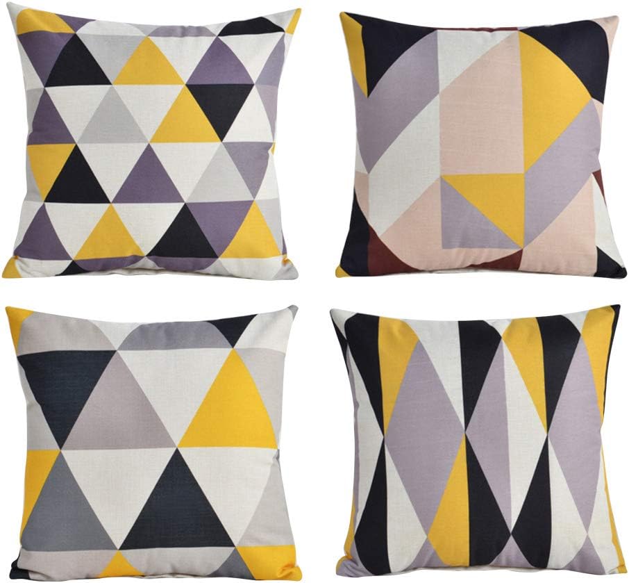 Diconaz® Pillow Cushion covers 18x18 for Couch Set of 4 Series Farmhouse Decorative Throw Pillows Case Cushion Cover Home Decorations 45 * 45cm (yellow4)