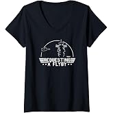 Women's Top Gun Requesting A Flyby Outline Action Movie V-Neck T-Shirt