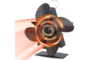CONBOLA Wood Stove Fan Heat Powered,Silent Operation Fireplace Fan for Wood/Log Burner/Fireplace,Made of Quality Aluminum Material Increases 80% More Warm Air Efficient Heat Distribution.(Black)
